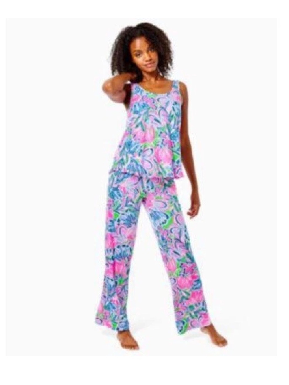 Lilly Pulitzer Pajama Set in Gecko Green Tiger Sunrise size Large